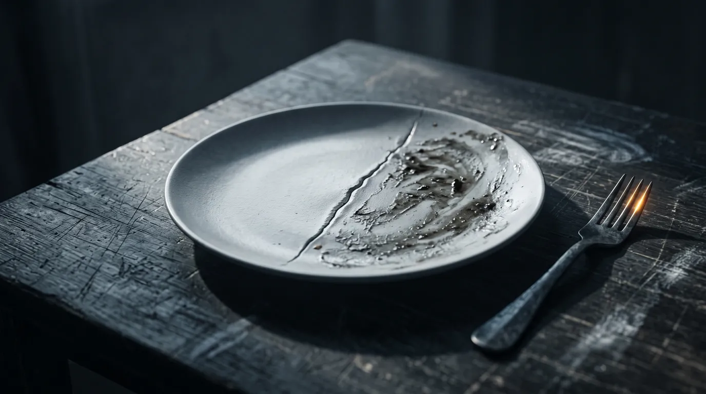 A cracked plate, one half clean and one half smeared